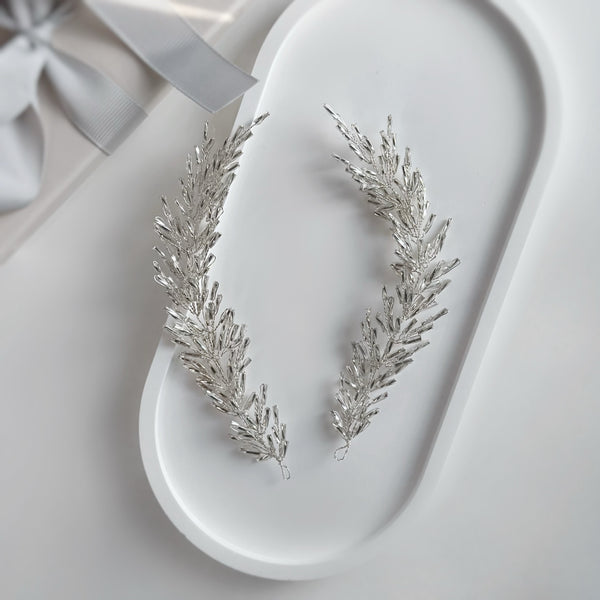 Esra - set accesorii pentru mirese cu cristale argintii (handmade)