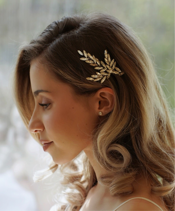 JULYA - accesoriu tip crenguta cu cristale argintii (handmade)