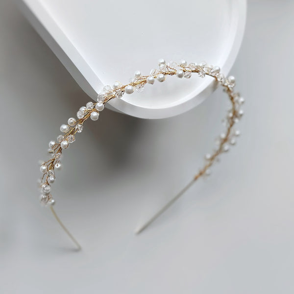LAYLANI GOLD - accesoriu de par cu perle si cristale (handmade)