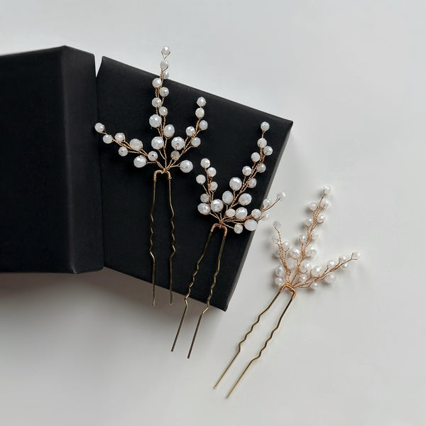 SURIA GOLD - Set 3 ace de par pentru mireasa cu cristale (handmade)